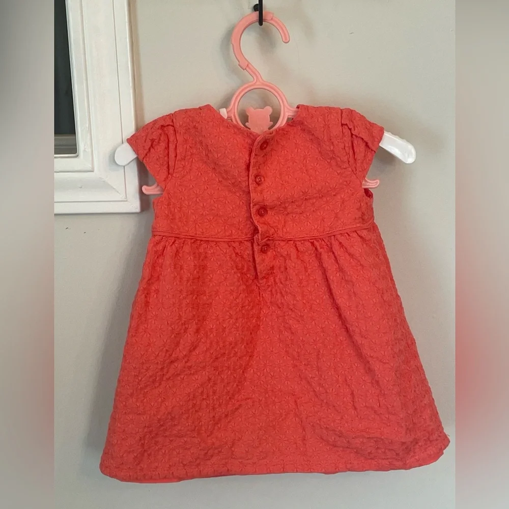 Carters Baby Girl Coral Flower Embroidered Special Occasion Dress Size 6 Months